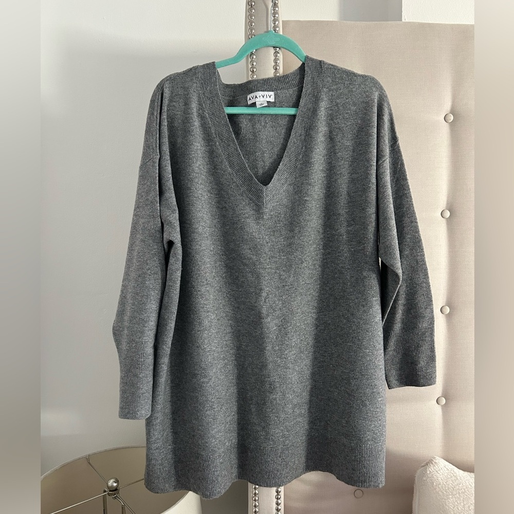 New Ava & Viv gray sweater 1X